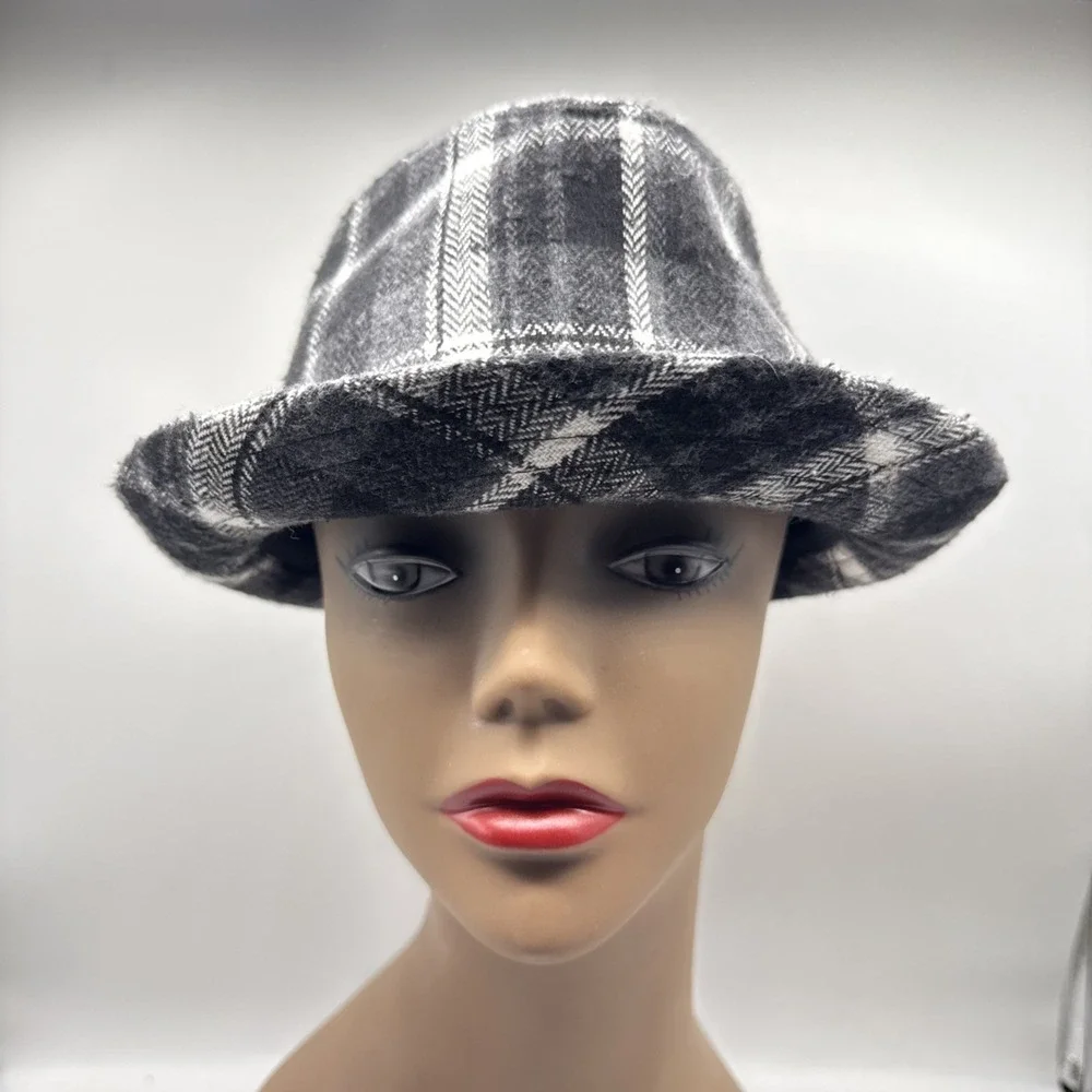Black Jack DMD Fedora‎ Hat Black Plaid OS Retro 90s Style Dark Academia